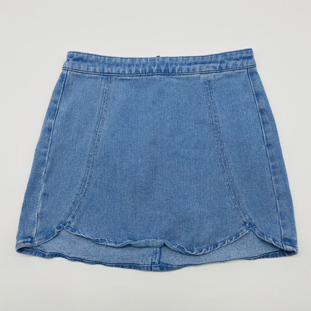 PACSUN Juniors Size 25 Denim Jean Mini Skirt Back Zipper Light Wash Blue 237